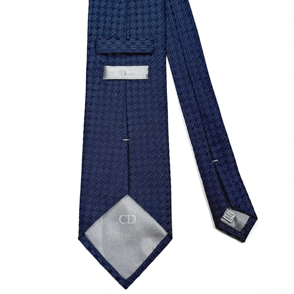 Christian Dior Silk Tie Navy Blue Geometric Pattern Width: 3.5" Mens Formal - Picture 2 of 7